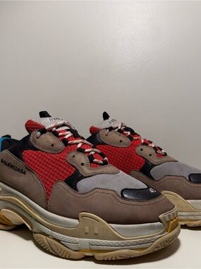 Balenciaga Triple S Sneaker Blue Red Men’s Size 12 Oversized Beige Black 2018